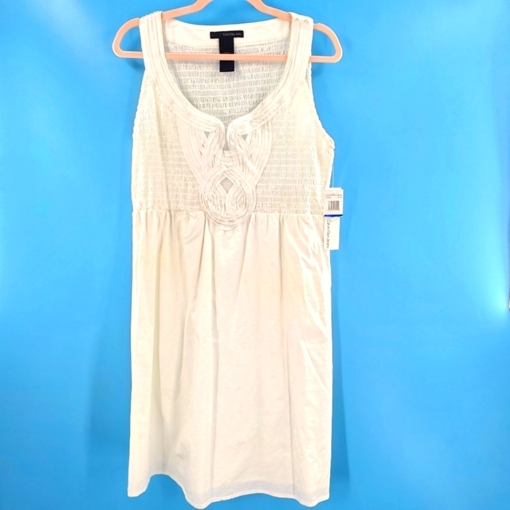 NWT Calvin Klein cotton blend white summer dress XL